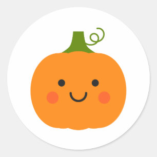 Cute smiling pumpkin illustration classic round sticker