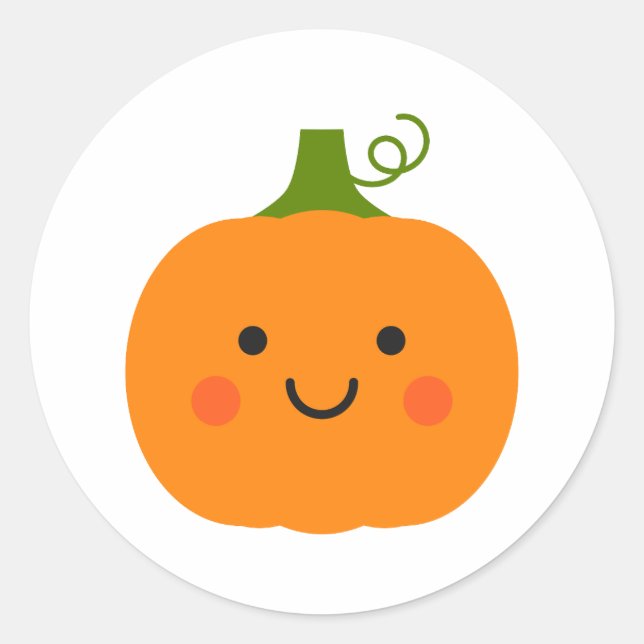 Cute smiling pumpkin illustration classic round sticker (Front)