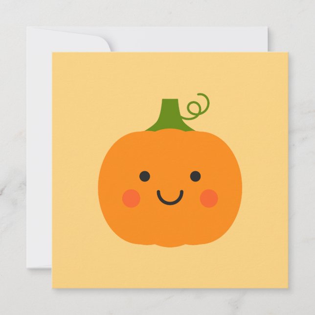 Cute smiling pumpkin illustration holiday card (Front)