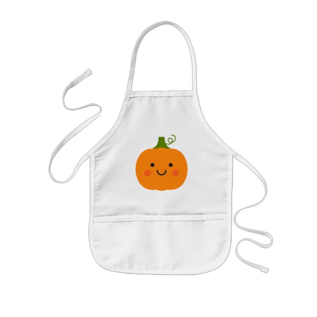 Cute smiling pumpkin illustration kids apron (Front)