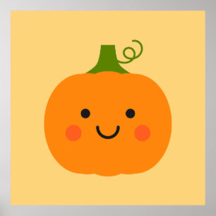 Cute smiling pumpkin illustration poster