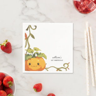 Cute Smiling Pumpkin Land Birthday Napkin