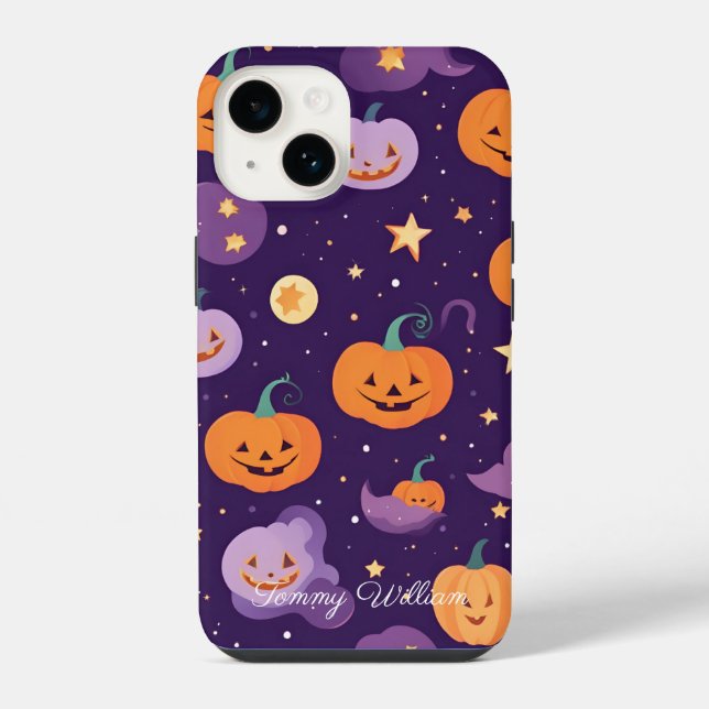 Cute Smiling Pumpkins For Halloween iPhone Case (Back)