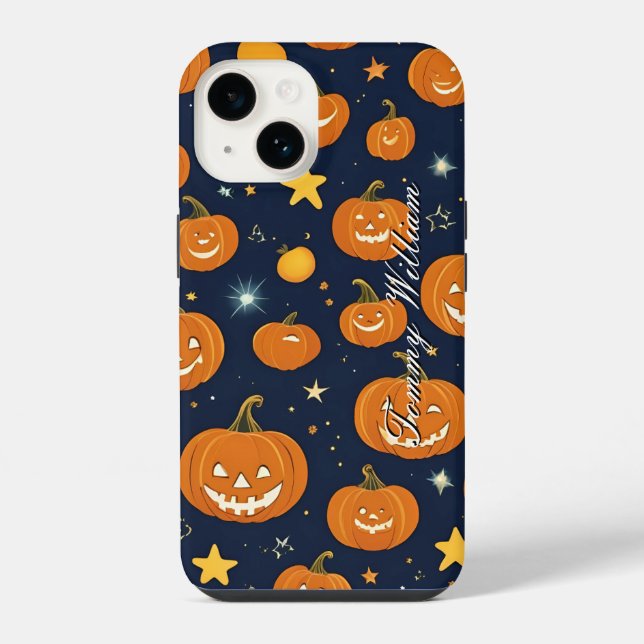 Cute Smiling Pumpkins For Halloween iPhone Case (Back)