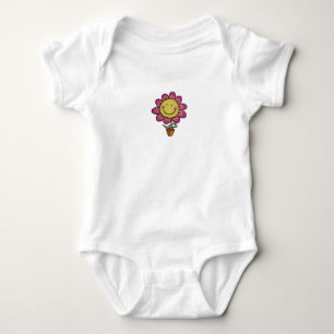 Cute smiling purple daisy baby bodysuit