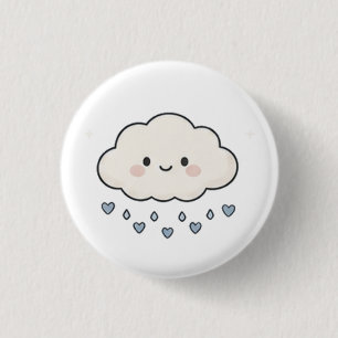 Cute Smiling Rain Cloud Raining Hearts Aesthetic 3 Cm Round Badge