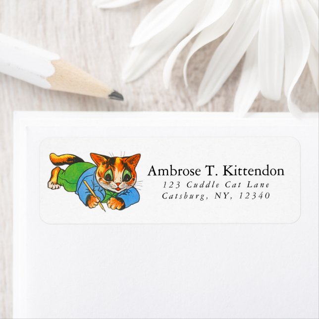 Cute Smiling Retro 1930 Cartoon Cat Writers Mascot (Insitu)