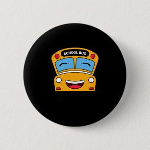 Cute Smiling School Bus Fun Kids Vehicle Cartoon 6 Cm Round Badge