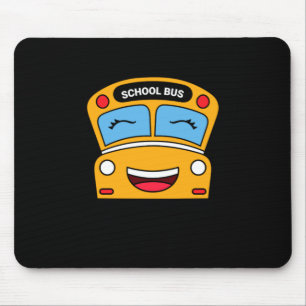 Cute Smiling School Bus Fun Kids Vehicle Cartoon Mouse Mat