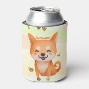 Cute Smiling Shiba Inu Can Cooler