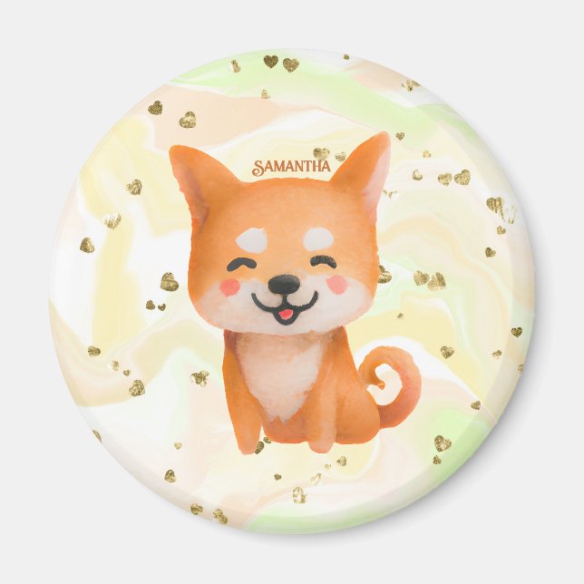 Cute Smiling Shiba Inu Magnet (Front)