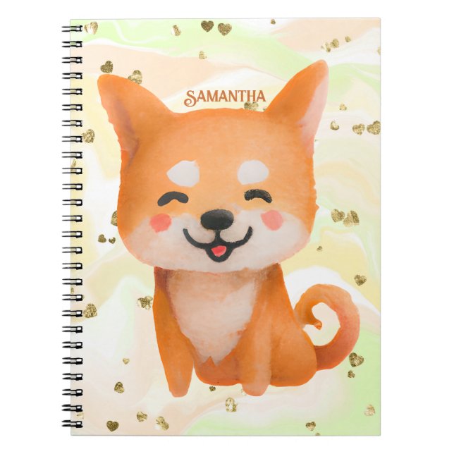 Cute Smiling Shiba Inu Notebook (Front)