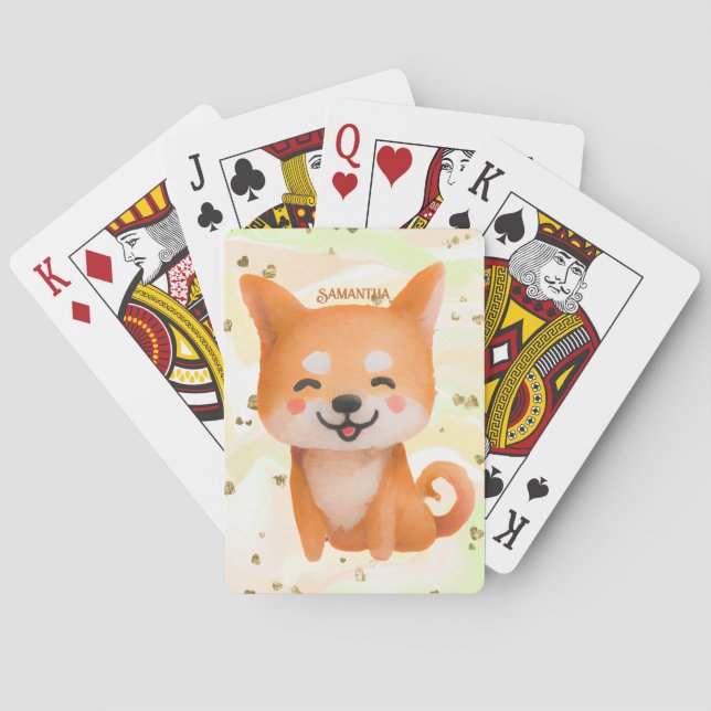 Cute Smiling Shiba Inu Playing Cards (Back)