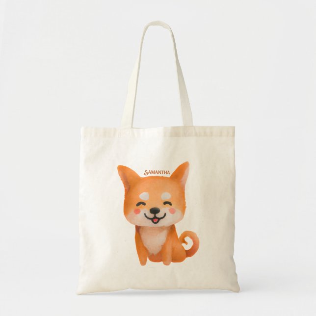 Cute Smiling Shiba Inu Tote Bag (Front)