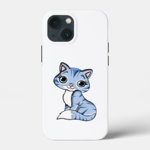 CUTE SMILING SKY BLUE KITTEN WITH BLUE EYES. iPhone 13 MINI CASE