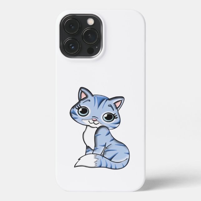CUTE SMILING SKY BLUE KITTEN WITH BLUE EYES. iPhone CASE (Back)
