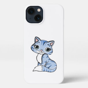 CUTE SMILING SKY BLUE KITTEN WITH BLUE EYES. iPhone 13 CASE