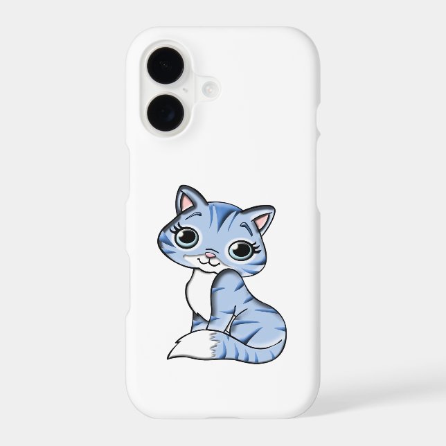 CUTE SMILING SKY BLUE KITTEN WITH BLUE EYES. iPhone CASE (Back)