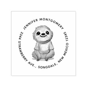 Cute Smiling Sloth Wearing a Shirt with Address Self-inking Stamp