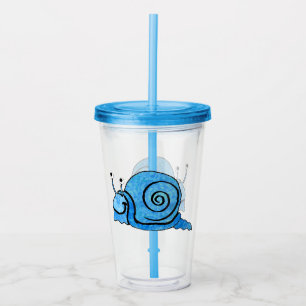 Cute Smiling Snail Black Outlined blue shell Acrylic Tumbler