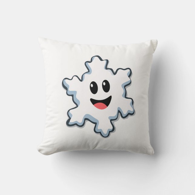 Cute Smiling Snowflake – Happy Christmas Cushion (Front)
