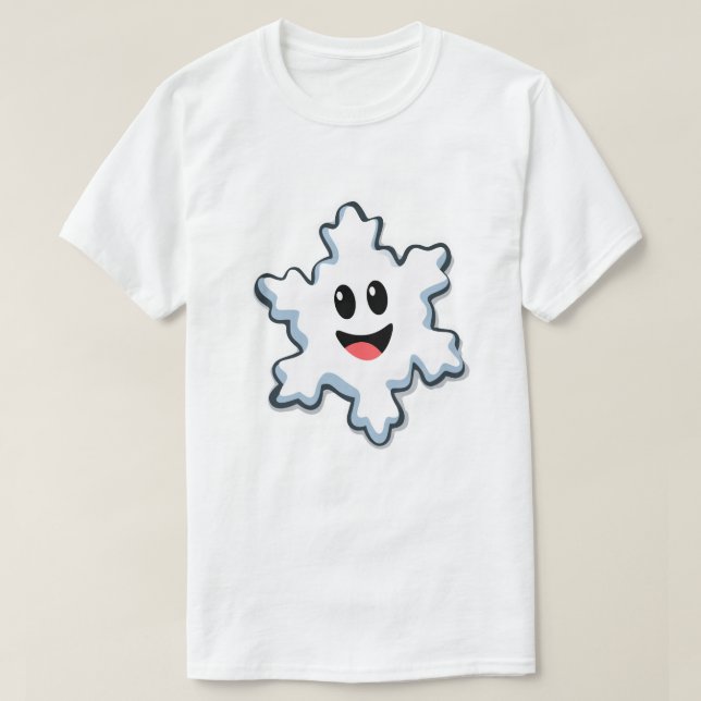 Cute Smiling Snowflake – Happy Christmas T-Shirt (Design Front)