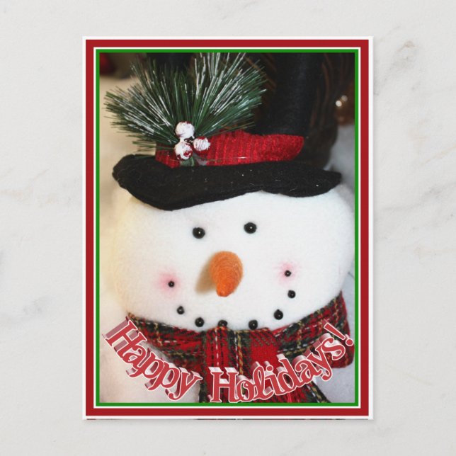 Cute Smiling Snowman Toy Holiday Postcard (Front)