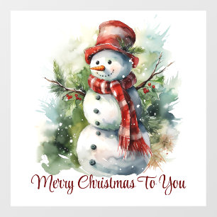 Cute Smiling Snowman Window Cling