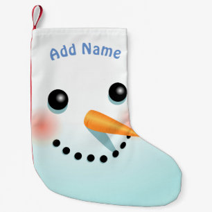 Cute Smiling Snowman With Carrot Nose Small Christmas Stocking