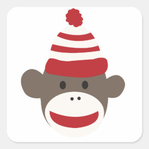 Cute Smiling Sock Monkey Face Sticker