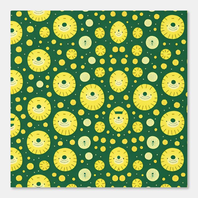 Cute Smiling Sun and Flower Pattern Wallpaper (Front)