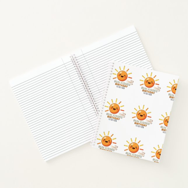 Cute Smiling Sun Birthday Wishes Lined Spiral Note Notebook (Inside)