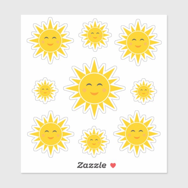 Cute smiling suns Custom-Cut Vinyl Stickers (Sheet)
