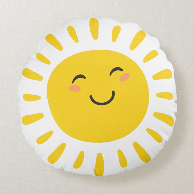 Cute Smiling Sunshine Nursery Round Cushion (Front)