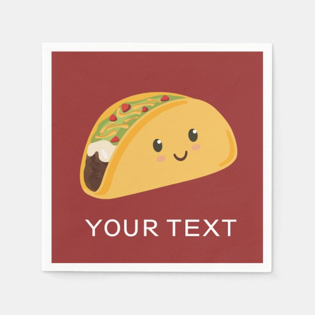 Cute Smiling Taco Party Napkin (Front)