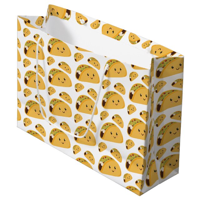 Cute Smiling Taco Pattern Gift Bag (Front Angled)