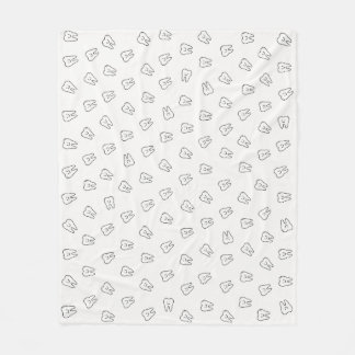 Cute Smiling Teeth Fleece Blanket- black and white Blanket