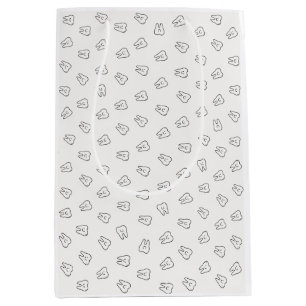 Cute Smiling Teeth Wrapping Paper- black and white Medium Gift Bag