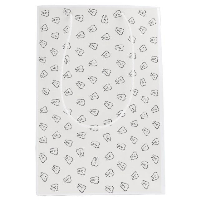 Cute Smiling Teeth Wrapping Paper- black and white Medium Gift Bag (Front)