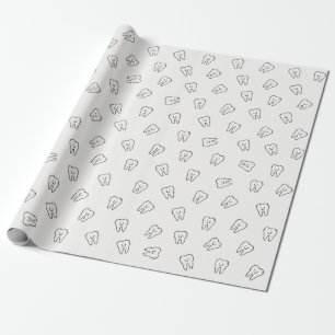 Cute Smiling Teeth Wrapping Paper- black and white Paper