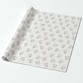 Cute Smiling Teeth Wrapping Paper- black and white Paper