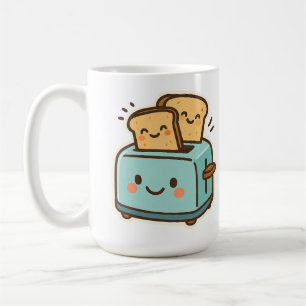 "Cute Smiling Toaster & Bread – Quirky Kitchen Coffee Mug