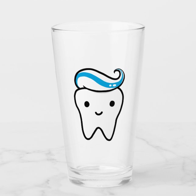 Cute Smiling Tooth with Toothpaste Glass (Front)