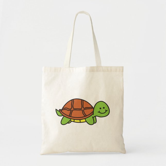 Cute Smiling Turtle Cartoon Tote Bag (Front)