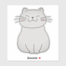 Cute Smiling White Cat Drawing Cartoon