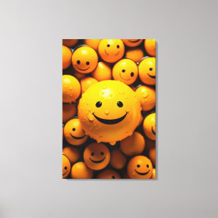 Cute smiling yellow emoji for spreading happiness canvas print