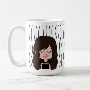 Cute Smirking Woman Striped Mug. Choose Your Look! Coffee Mug