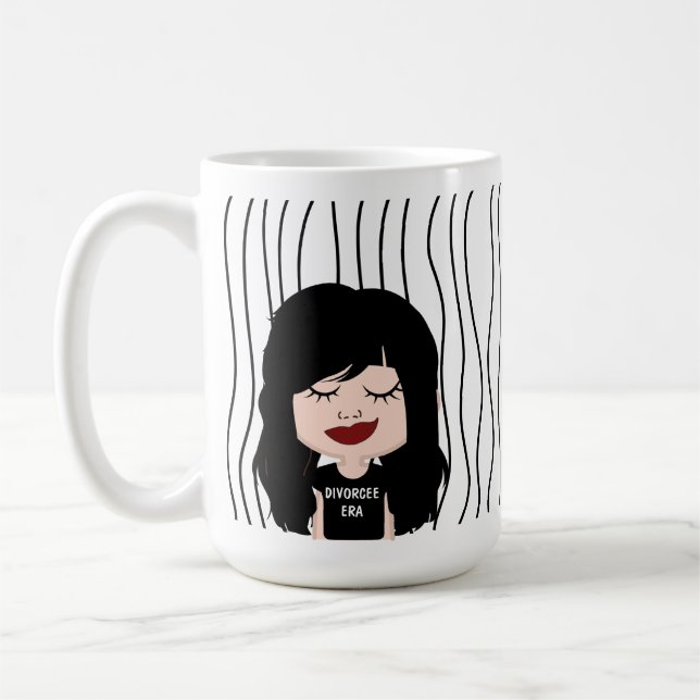 Cute Smirking Woman Striped Mug. Choose Your Look! Coffee Mug (Left)
