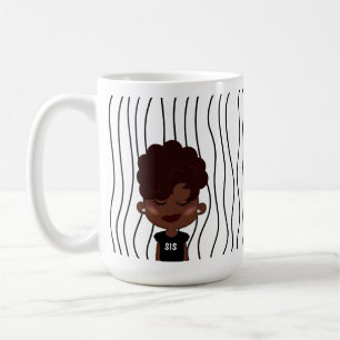 Cute Smirking Woman Striped Mug. Choose Your Look! Coffee Mug