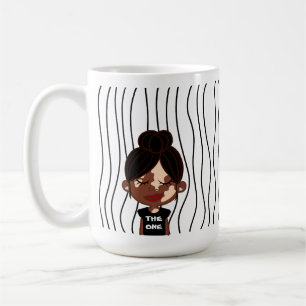 Cute Smirking Woman Striped Mug. Choose Your Look  Coffee Mug